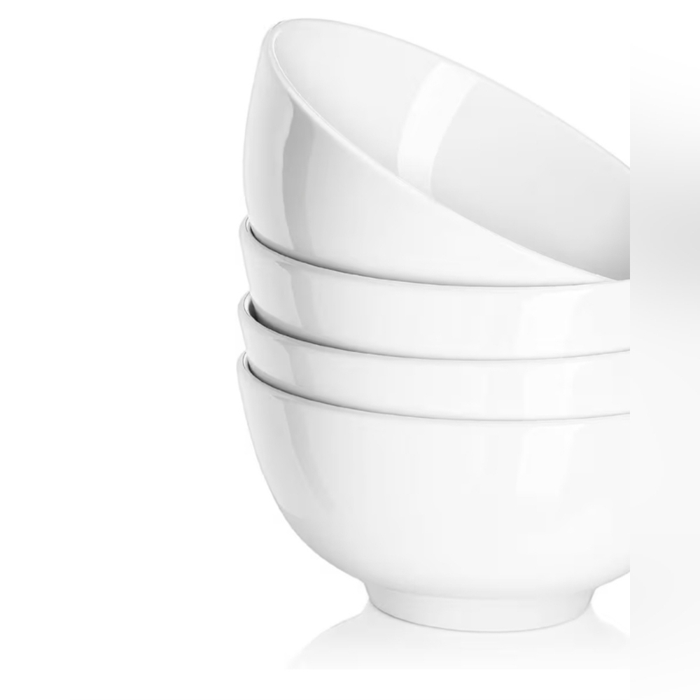 Dowan Classic White Porcelain Cereal Bowl Set 22oz.